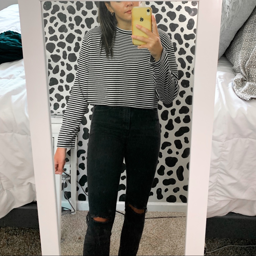 Striped Long Sleeve Crop Top